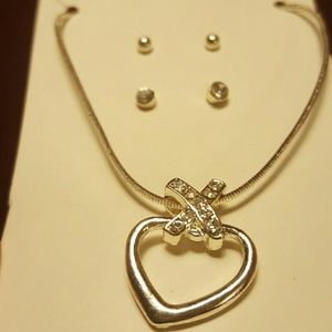 NWT Pure Expressions silver necklace and earrings set